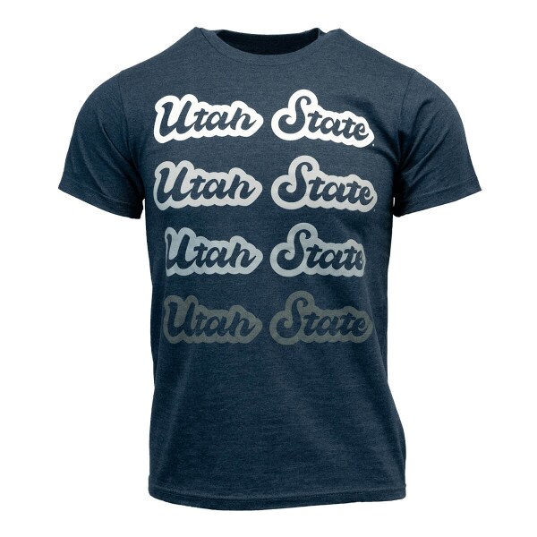 utah state script tshirt navy